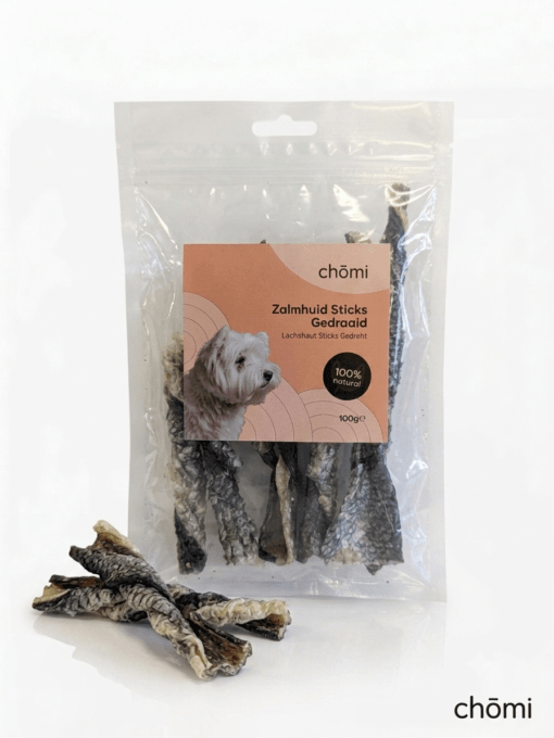 Zalm Huid Sticks Gedraaide (100 Gram)